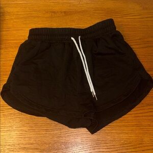 SHEIN Black Athletic Shorts with White Drawstring
